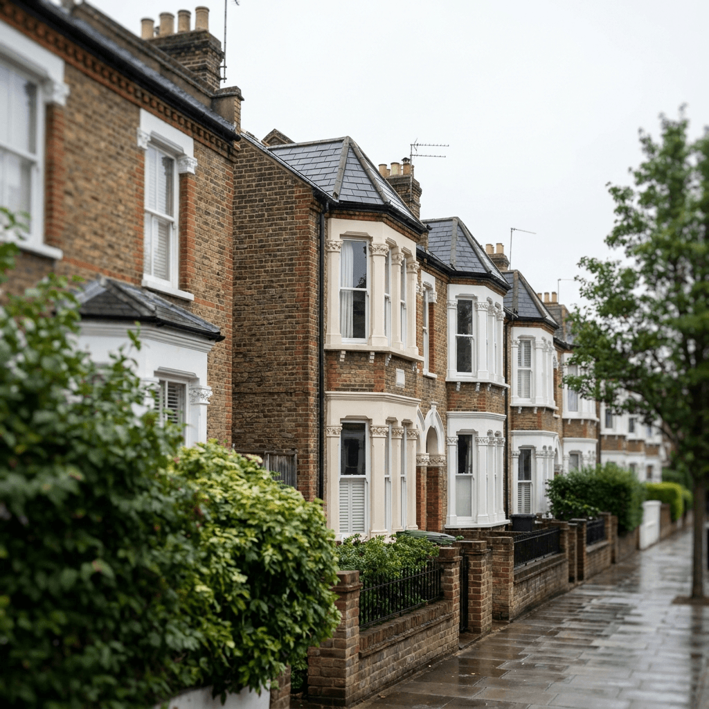 London Victorian terraced residential street